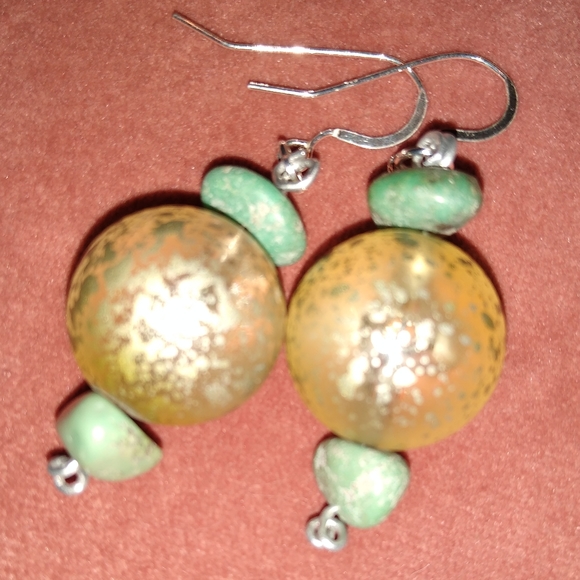 REAL 925 Solid Sterling Silver Wires Turquoise Gemstone Gem Stone Earrings New - Picture 3 of 6